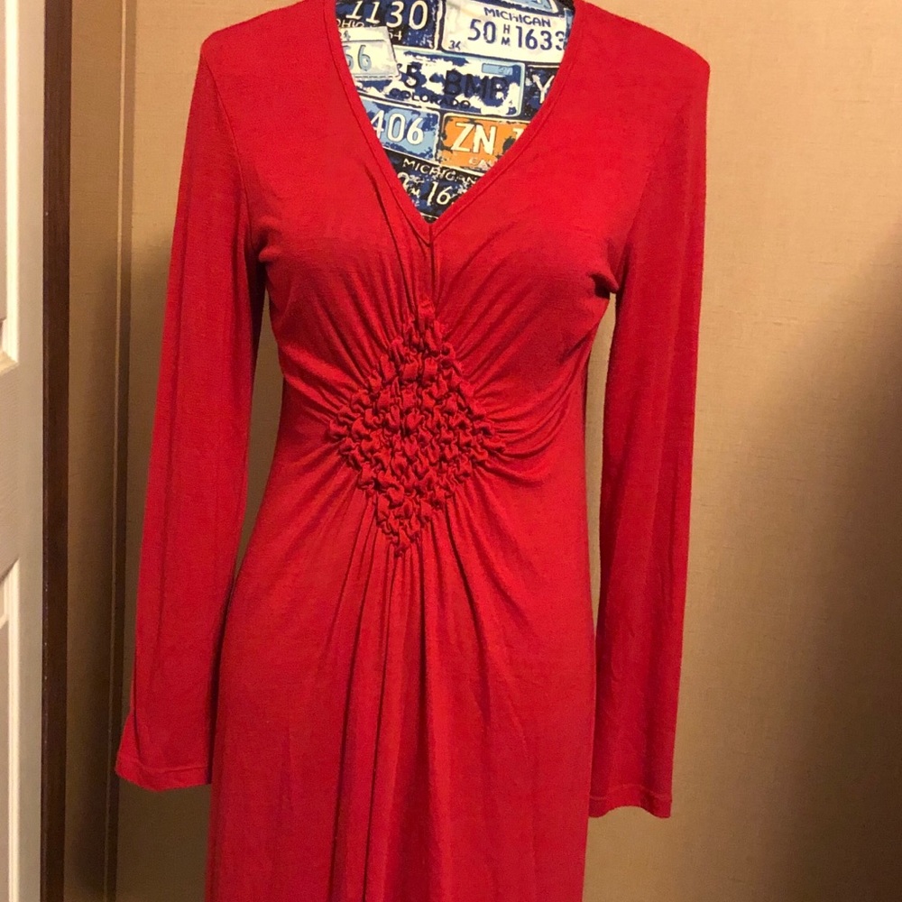 Vintage M. Kalan knit long sleeve red midi dress